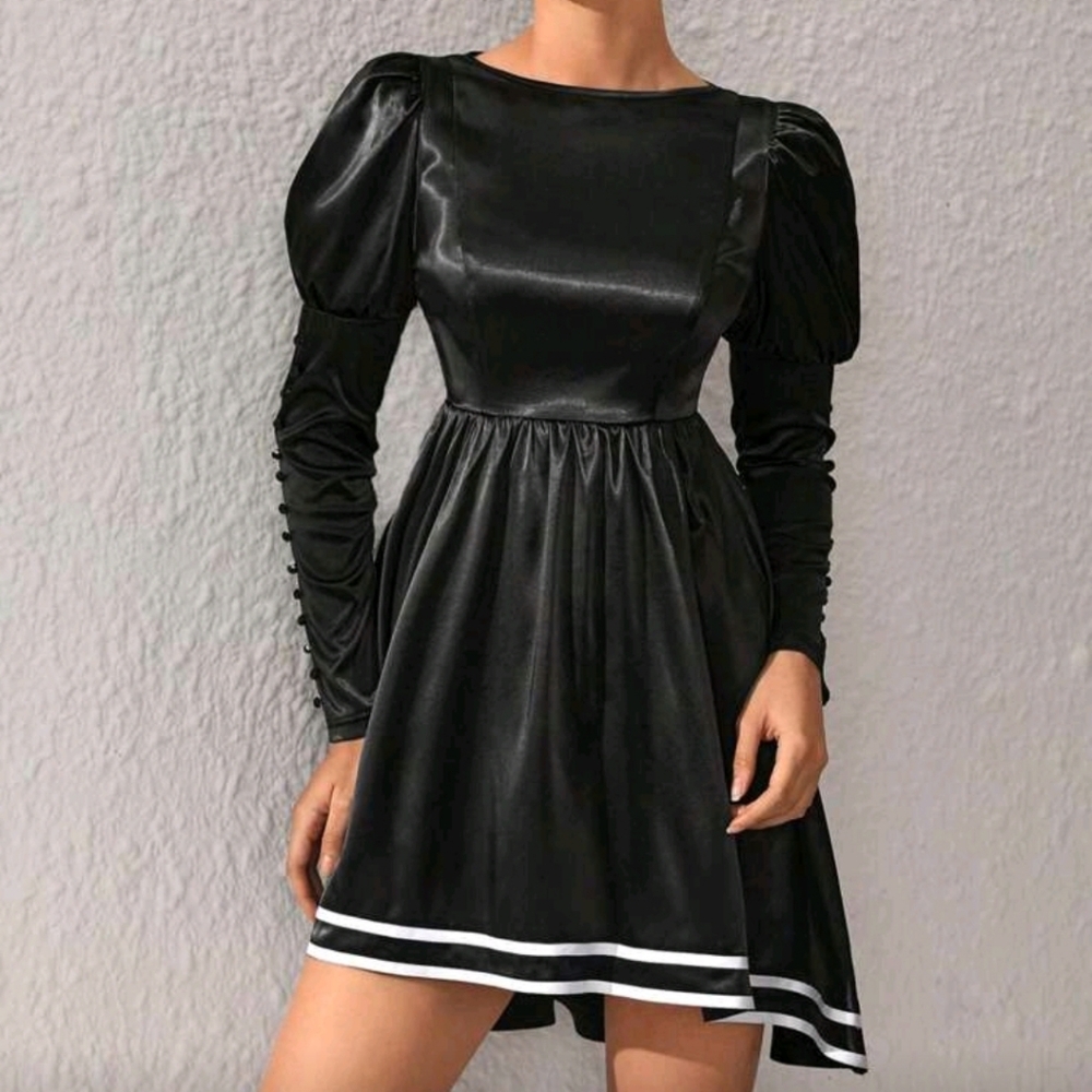 Vivica Rafeal Elegant Black Puff Sleeve Dress